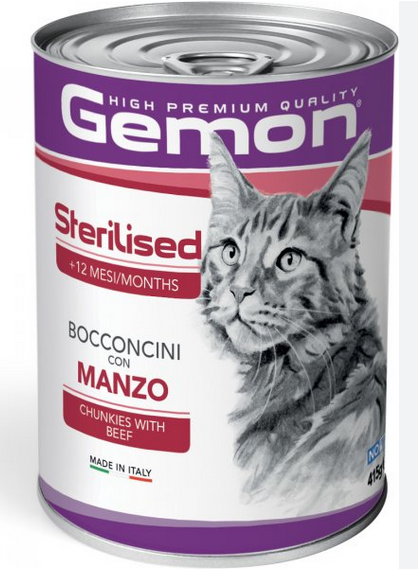 Gemon Wet Cat Chunkies Sterilised Adult With Beef 